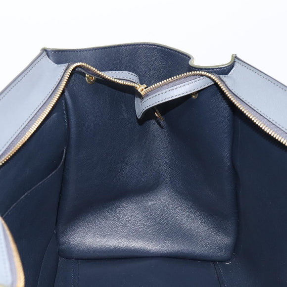 CELINE Trapeze Medium Hand Bag Leather Gray Gold Tone Auth 209242A