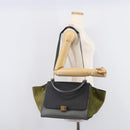 CELINE Trapeze Medium Hand Bag Leather Gray Gold Tone Auth 209242A-29