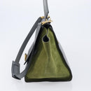 CELINE Trapeze Medium Hand Bag Leather Gray Gold Tone Auth 209242A-4