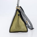 CELINE Trapeze Medium Hand Bag Leather Gray Gold Tone Auth 209242A-5