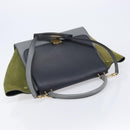 CELINE Trapeze Medium Hand Bag Leather Gray Gold Tone Auth 209242A-6