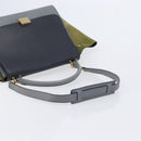 CELINE Trapeze Medium Hand Bag Leather Gray Gold Tone Auth 209242A-9