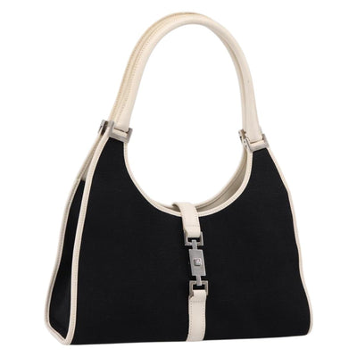 GUCCI Jackie Shoulder Bag Canvas Black Silver 002 1067 1705 Auth 209253A