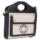 BURBERRY Hand Bag Canvas 2way White Black Auth 209256V-1