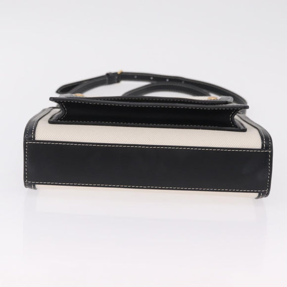 BURBERRY Hand Bag Canvas 2way White Black Auth 209256V
