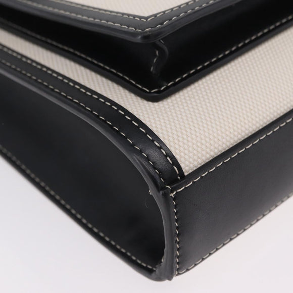 BURBERRY Hand Bag Canvas 2way White Black Auth 209256V