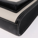 BURBERRY Hand Bag Canvas 2way White Black Auth 209256V-19