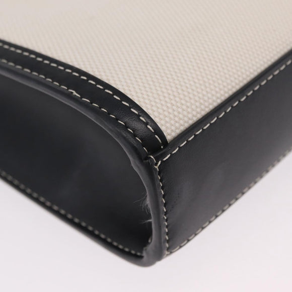 BURBERRY Hand Bag Canvas 2way White Black Auth 209256V