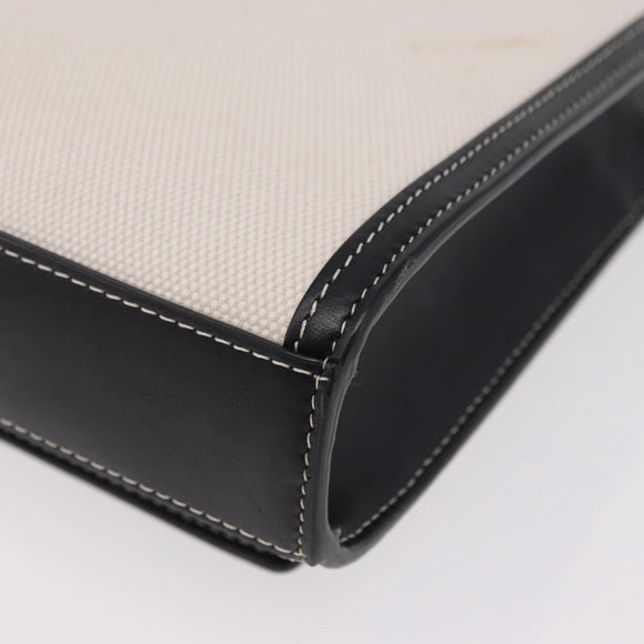 BURBERRY Hand Bag Canvas 2way White Black Auth 209256V