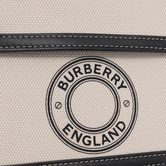 BURBERRY Hand Bag Canvas 2way White Black Auth 209256V