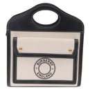 BURBERRY Hand Bag Canvas 2way White Black Auth 209256V-13
