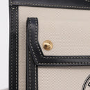 BURBERRY Hand Bag Canvas 2way White Black Auth 209256V-10