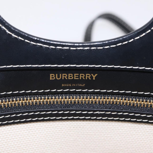 BURBERRY Hand Bag Canvas 2way White Black Auth 209256V