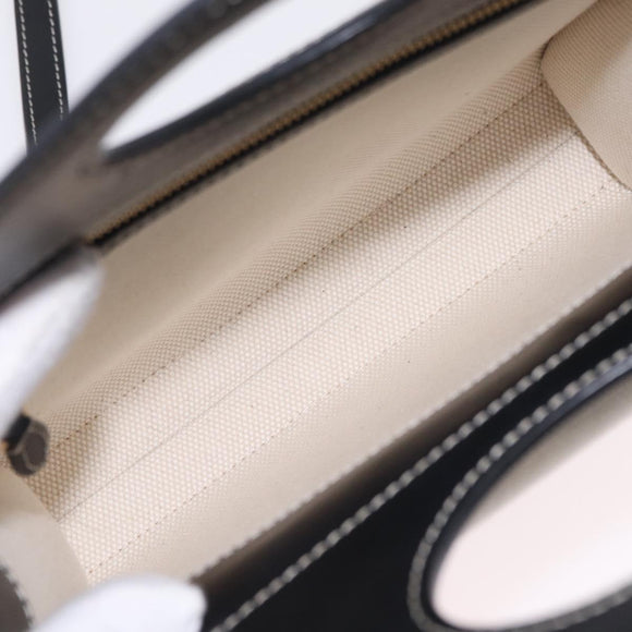 BURBERRY Hand Bag Canvas 2way White Black Auth 209256V