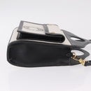 BURBERRY Hand Bag Canvas 2way White Black Auth 209256V-4