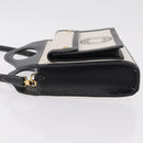 BURBERRY Hand Bag Canvas 2way White Black Auth 209256V-5