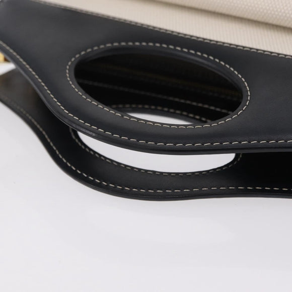 BURBERRY Hand Bag Canvas 2way White Black Auth 209256V