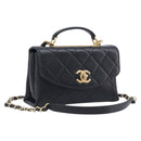 CHANEL Matelasse Trendy CC Chain Bag Lamb Skin Black Gold CC Auth 209257SAM-1