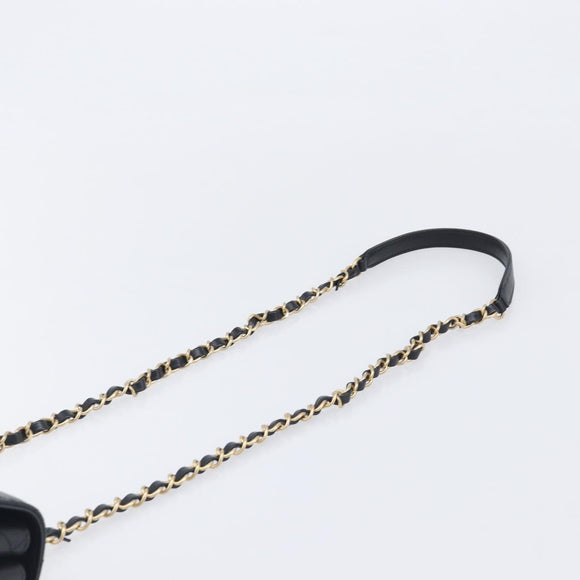 CHANEL Matelasse Trendy CC Chain Bag Lamb Skin Black Gold CC Auth 209257SAM