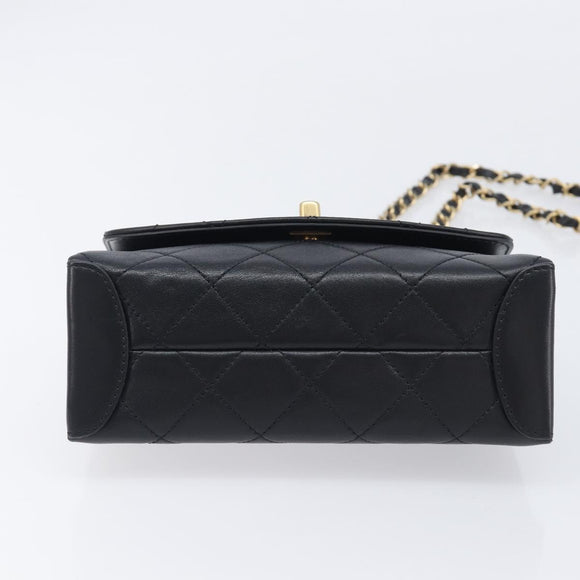 CHANEL Matelasse Trendy CC Chain Bag Lamb Skin Black Gold CC Auth 209257SAM