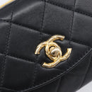 CHANEL Matelasse Trendy CC Chain Bag Lamb Skin Black Gold CC Auth 209257SAM-17