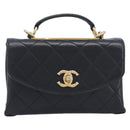 CHANEL Matelasse Trendy CC Chain Bag Lamb Skin Black Gold CC Auth 209257SAM-2