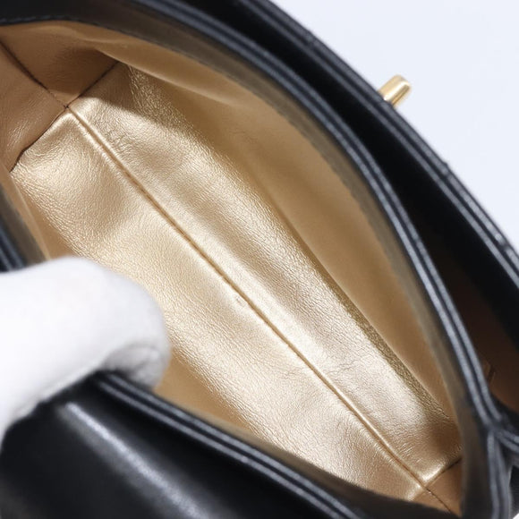 CHANEL Matelasse Trendy CC Chain Bag Lamb Skin Black Gold CC Auth 209257SAM