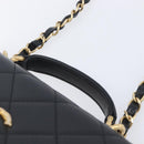 CHANEL Matelasse Trendy CC Chain Bag Lamb Skin Black Gold CC Auth 209257SAM-8