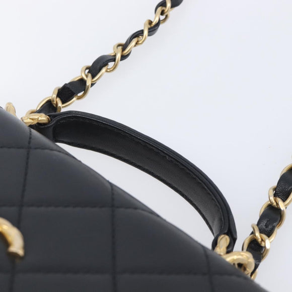 CHANEL Matelasse Trendy CC Chain Bag Lamb Skin Black Gold CC Auth 209257SAM