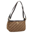 Christian Dior Trotter Canvas Shoulder Bag Brown Gold Auth 209259-1