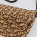 Christian Dior Trotter Canvas Shoulder Bag Brown Gold Auth 209259-9