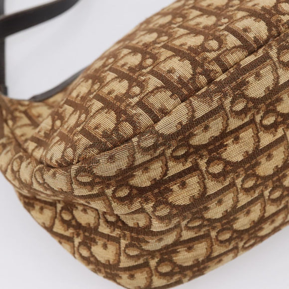 Christian Dior Trotter Canvas Shoulder Bag Brown Gold Auth 209259
