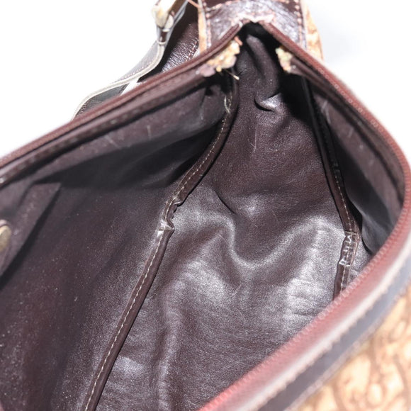 Christian Dior Trotter Canvas Shoulder Bag Brown Gold Auth 209259