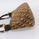 Christian Dior Trotter Canvas Shoulder Bag Brown Gold Auth 209259-3
