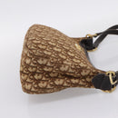 Christian Dior Trotter Canvas Shoulder Bag Brown Gold Auth 209259-4