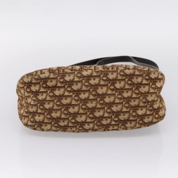 Christian Dior Trotter Canvas Shoulder Bag Brown Gold Auth 209259