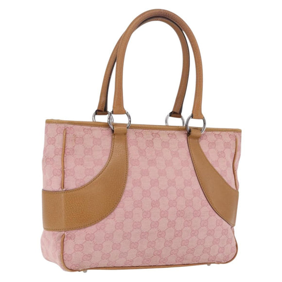 GUCCI GG Canvas Hand Bag Pink Silver 113011 Auth 209260