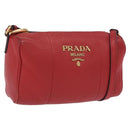 PRADA Shoulder Bag Leather Red Gold Auth 209262A-1