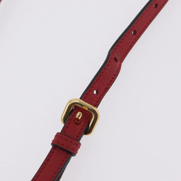 PRADA Shoulder Bag Leather Red Gold Auth 209262A