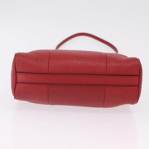 PRADA Shoulder Bag Leather Red Gold Auth 209262A