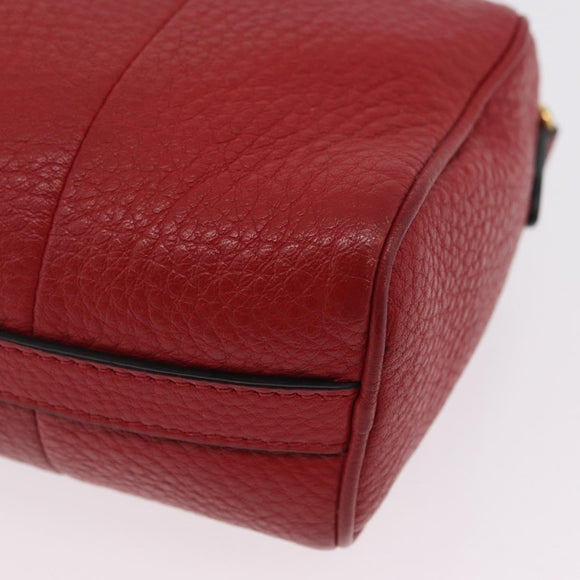 PRADA Shoulder Bag Leather Red Gold Auth 209262A