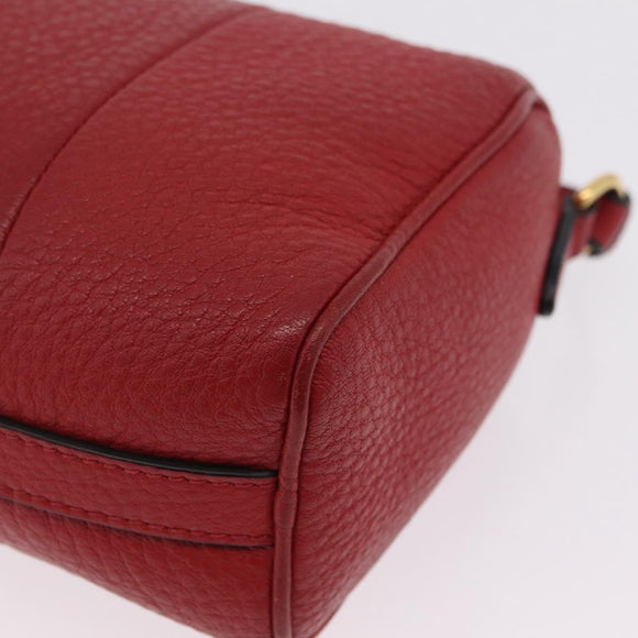 PRADA Shoulder Bag Leather Red Gold Auth 209262A
