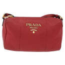 PRADA Shoulder Bag Leather Red Gold Auth 209262A-2