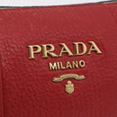 PRADA Shoulder Bag Leather Red Gold Auth 209262A-20