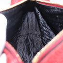 PRADA Shoulder Bag Leather Red Gold Auth 209262A-25
