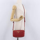 PRADA Shoulder Bag Leather Red Gold Auth 209262A-28