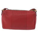 PRADA Shoulder Bag Leather Red Gold Auth 209262A-3