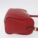 PRADA Shoulder Bag Leather Red Gold Auth 209262A-4