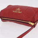 PRADA Shoulder Bag Leather Red Gold Auth 209262A-7