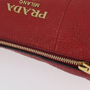 PRADA Shoulder Bag Leather Red Gold Auth 209262A-8